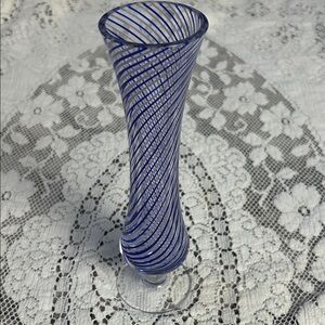 Blue Swirl Glass Vase